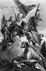 Tre angeli appaiono ad Abramo, inciso da Pietro Monaco, c.1750